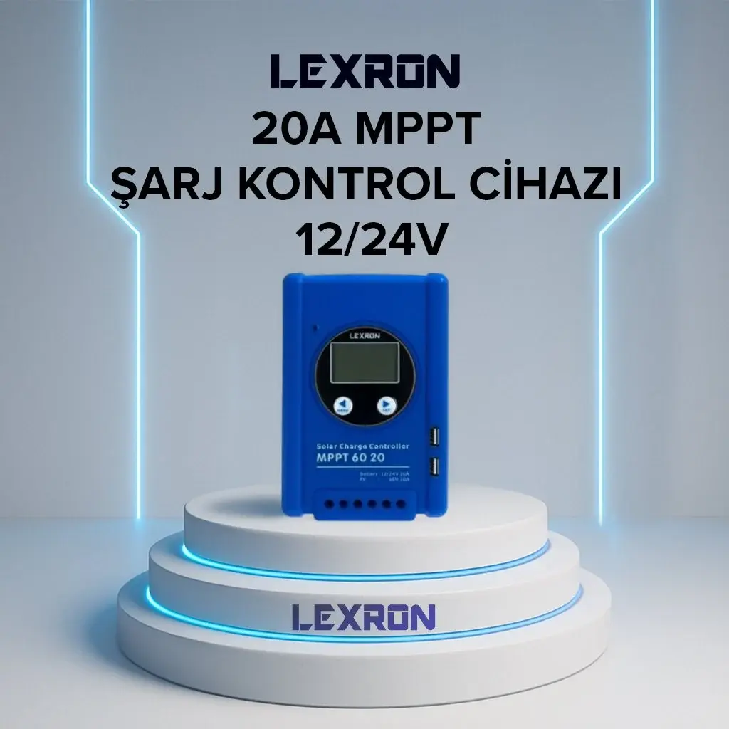 LEXRON 20 AMPER 12V -24V MPPT SOLAR ŞARJ KONTROL CİHAZI