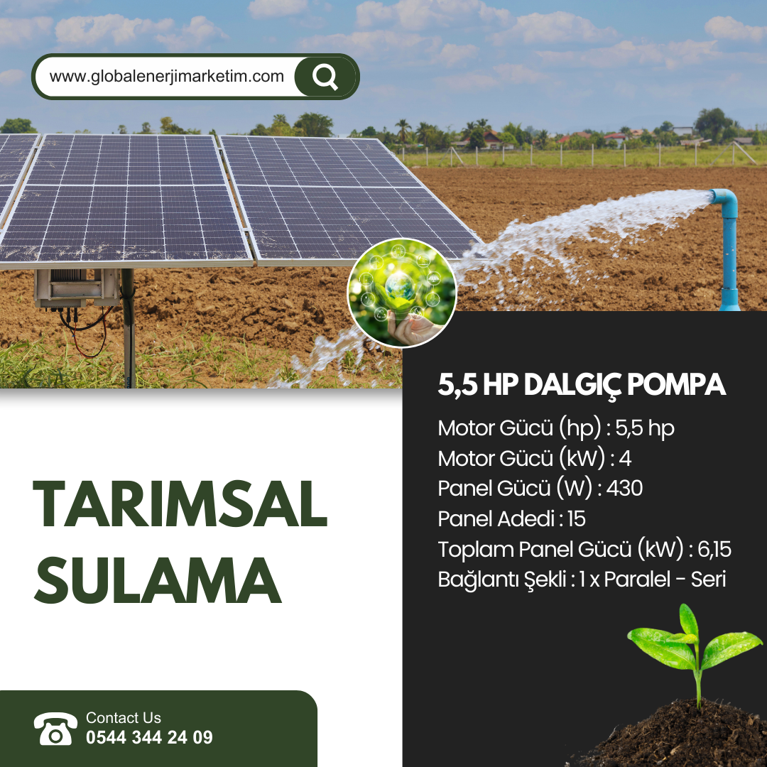 5,5 HP DALGIÇ POMPA – TARIMSAL SULAMA SİSTEMİ  PAKETLERİ