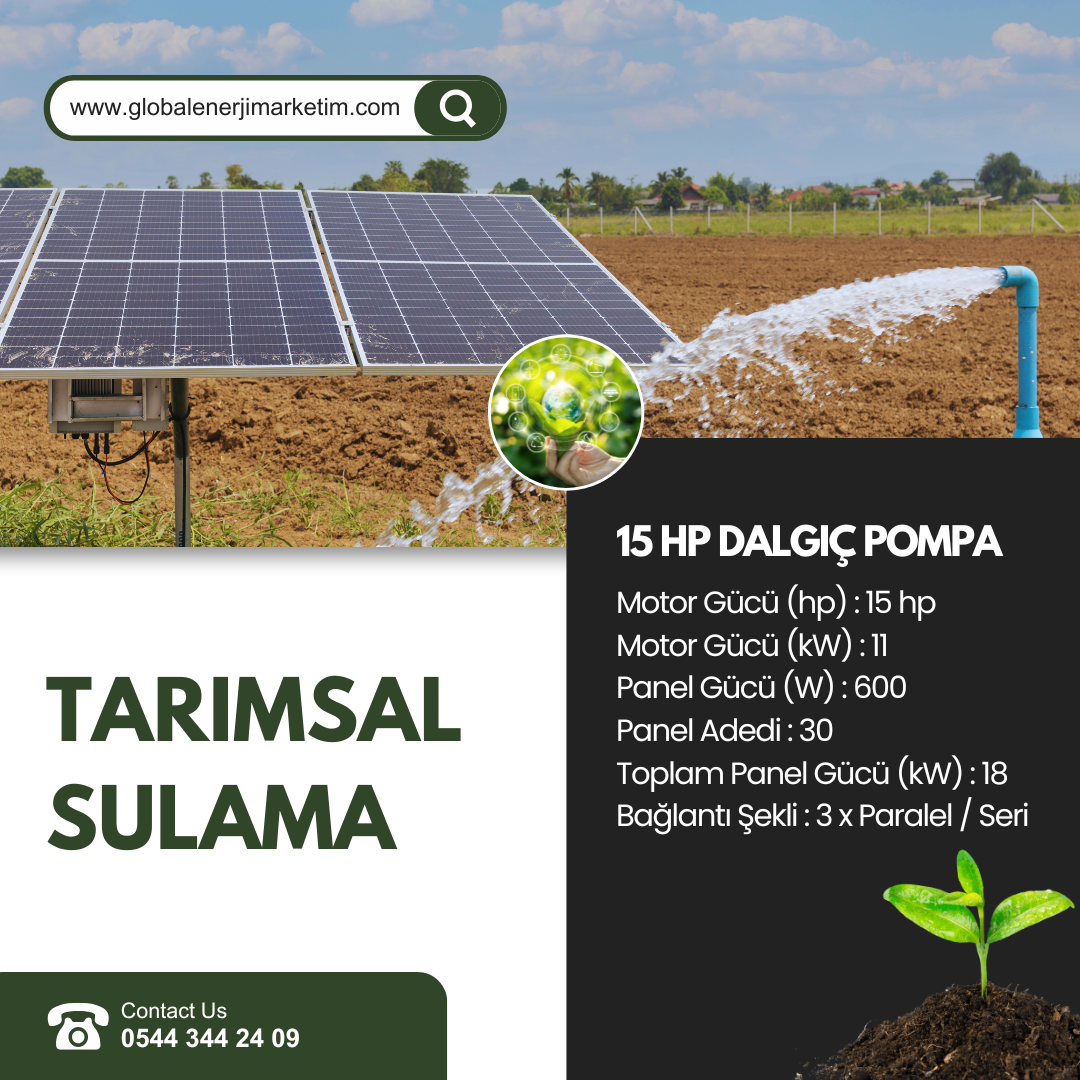 15 HP DALGIÇ POMPA – TARIMSAL SULAMA SİSTEMİ PAKETLERİ