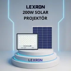 Lexron 200W Güneş Panelli Solar Led Projektör