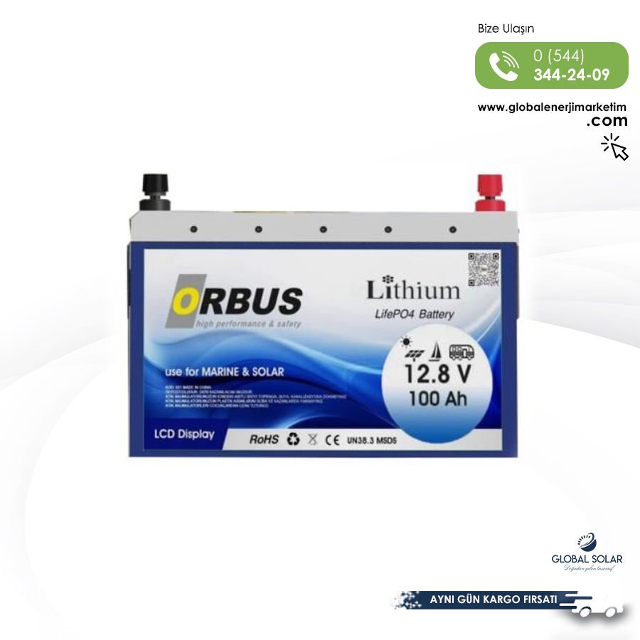 Orbus 12.8 Volt 100 Amper Lityum Lifepo4 Akü