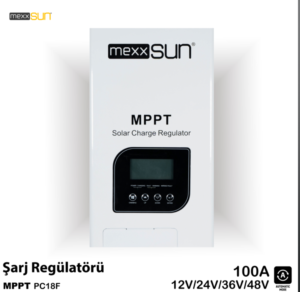 Mexxsun 100 amper 12V-24V-48V PC18 Mppt Solar Şarj Kontrol Cihazı
