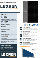 LEXRON TOPCON BIFACIAL 700W 16BB HALF CUT GÜNEŞ PANELİ