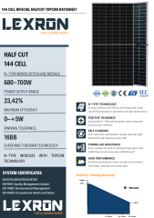 LEXRON TOPCON BIFACIAL 700W 16BB HALF CUT GÜNEŞ PANELİ