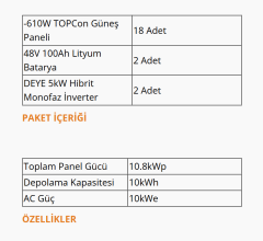 10kW MONOFAZE HİBRİT SİSTEM