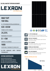 LEXRON 655W 132 CELL 16BB HALF-CUT TOPCON 16BB GÜNEŞ PANELİ