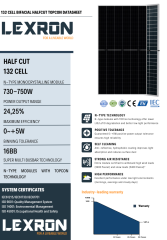 LEXRON 750W BIFACIAL 132 CELL 16BB HALF-CUT TOPCON GÜNEŞ PANELİ