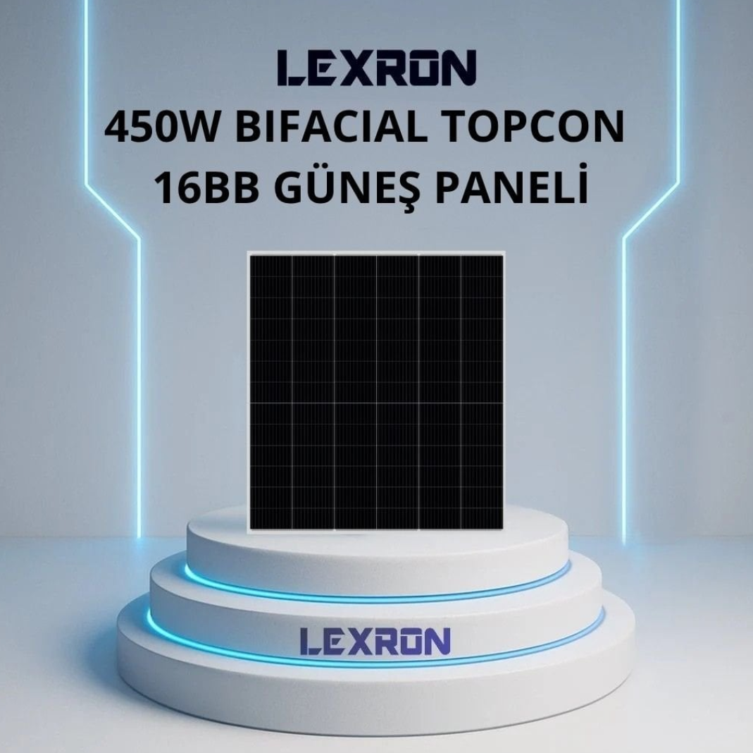 LEXRON 450W BIFACIAL 78 CELL 16BB HALF-CUT TOPCON GÜNEŞ PANELİ